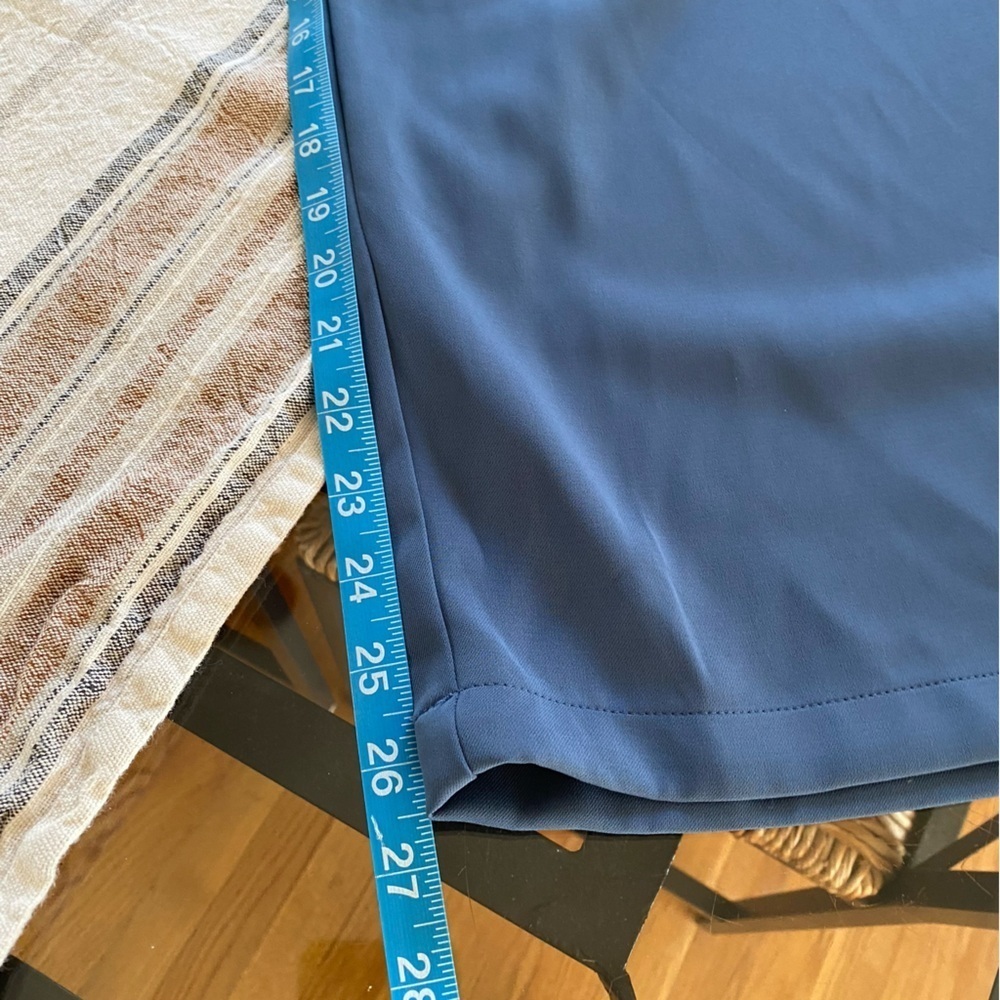 Halara Blue High Waisted Button Shirred Straight Leg Work Trouser Pants Large - Picture 11 of 15